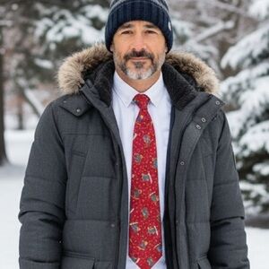 Brooks Brothers Makers Red Silk Skiing Bear  Necktie